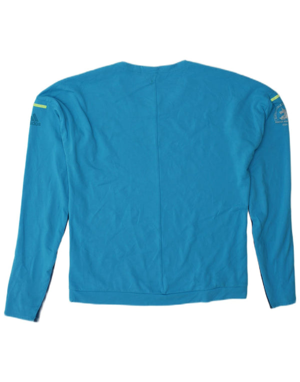 ADIDAS Damen Climalite Top Langarm UK 12/14 Mittelblau Farbblock