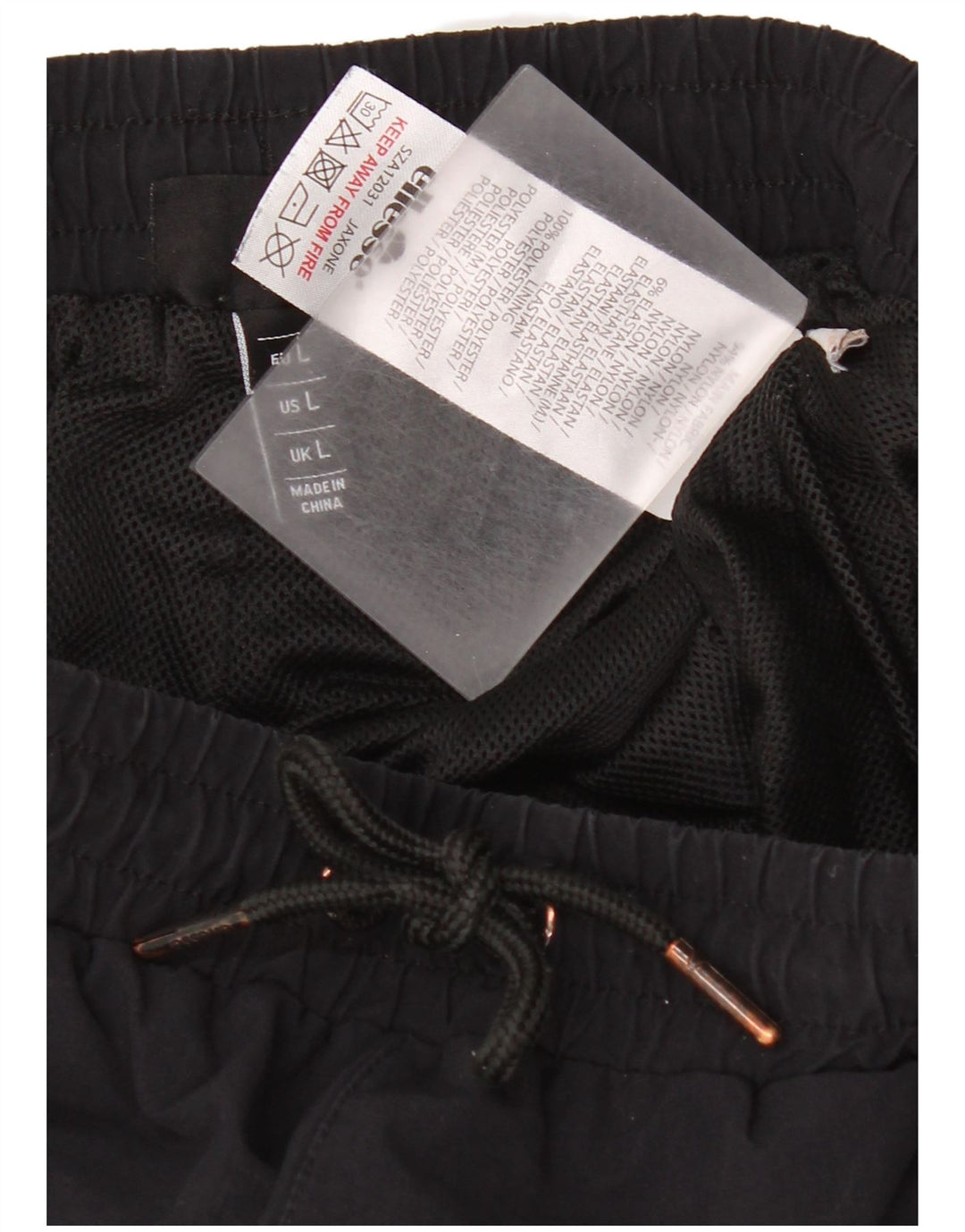 Ellesse Herren Cargo-Trainingshose, Jogginghose, großes schwarzes Nylon