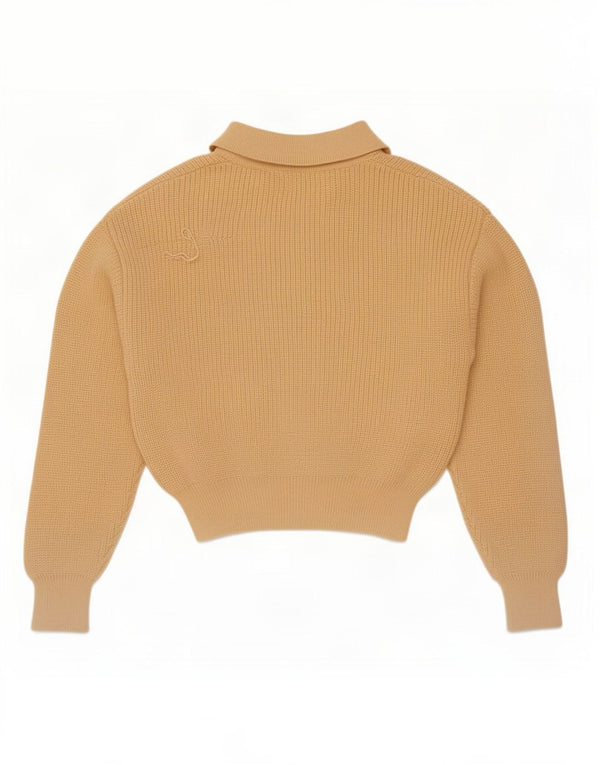 Zara Jungen Crop Polo Neck Pullover Pullover 13-14 Jahre Gelbes Polyester