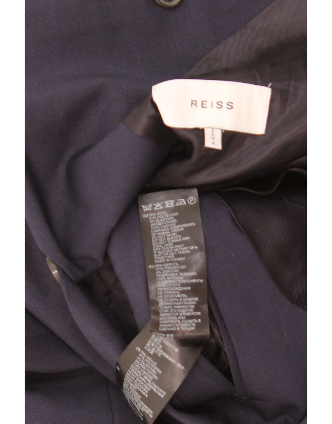 Reiss Herren-Blazer mit 2 Knöpfen, UK 40, große marineblaue Wolle