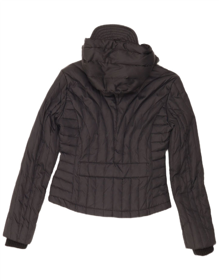 Killah Wattierte Damenjacke mit Kapuze, UK 14, mittelschwarzes Nylon