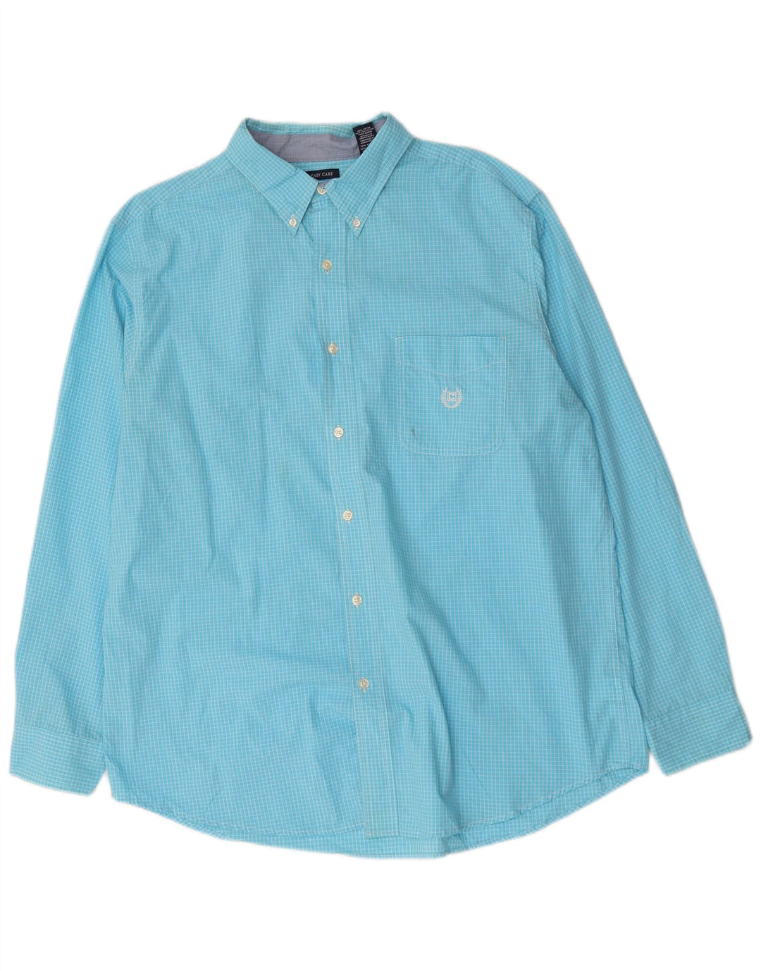 Chaps Herren-Hemd, pflegeleicht, XL, blau kariert, Baumwolle