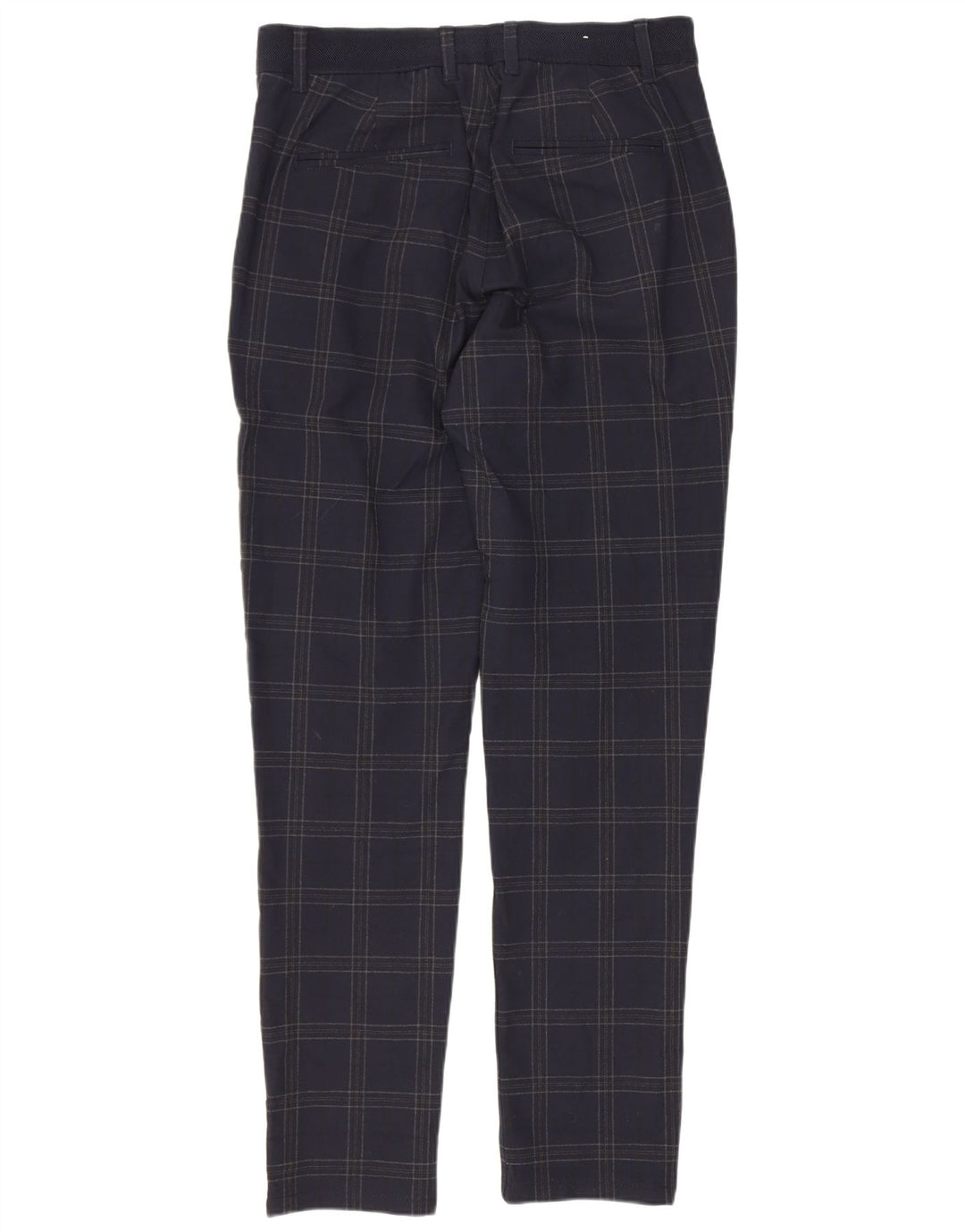 Zara Slim Chino-Hose für Herren, Größe S, W30, L29, Marineblau, kariert, Polyester