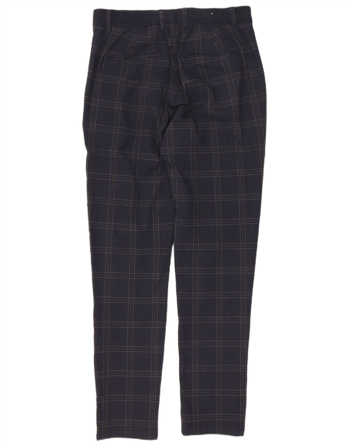 Zara Slim Chino-Hose für Herren, Größe S, W30, L29, Marineblau, kariert, Polyester