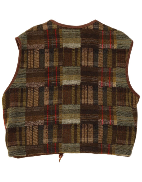 Vintage Mens Suede Waistcoat Large Brown Patchwork Leather