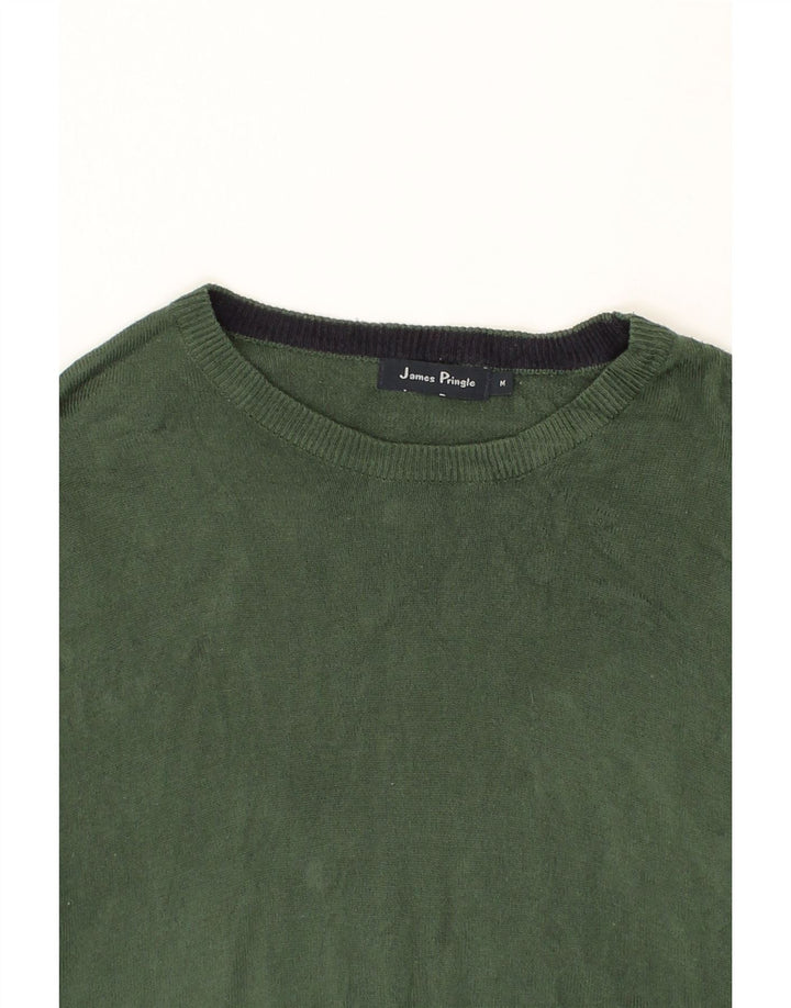 JAMES PRINGLE Mens Boat Neck Jumper Sweater Medium Green Acrylic Vintage James Pringle and Second-Hand James Pringle from Messina Hembry 