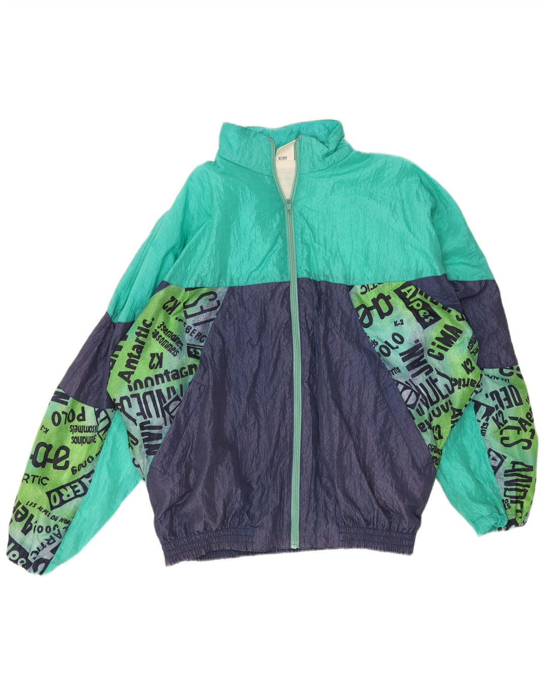 Vintage Herren-Trainingsanzug in Übergröße, Jacke XL, Marineblau, Farbblock