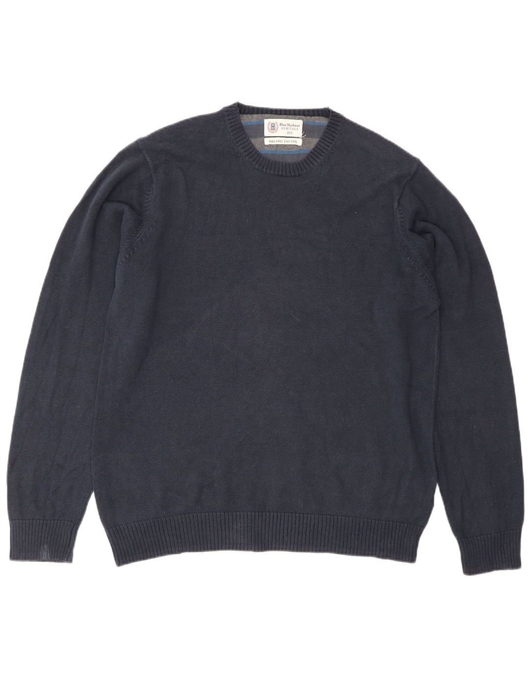 Marks & Spencer Herren-Pullover mit Rundhalsausschnitt, mittelmarineblaue Baumwolle