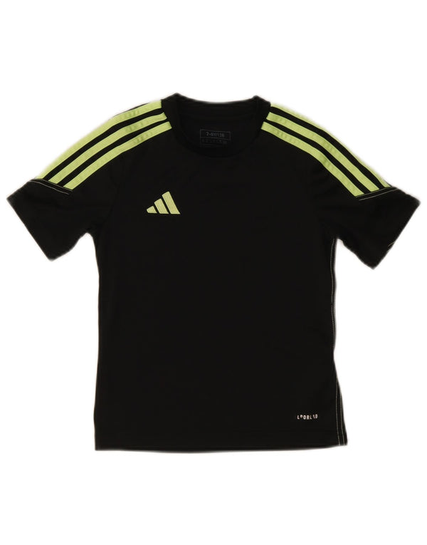 Adidas Jungen T-Shirt Top 7-8 Jahre Schwarz Polyester Sport
