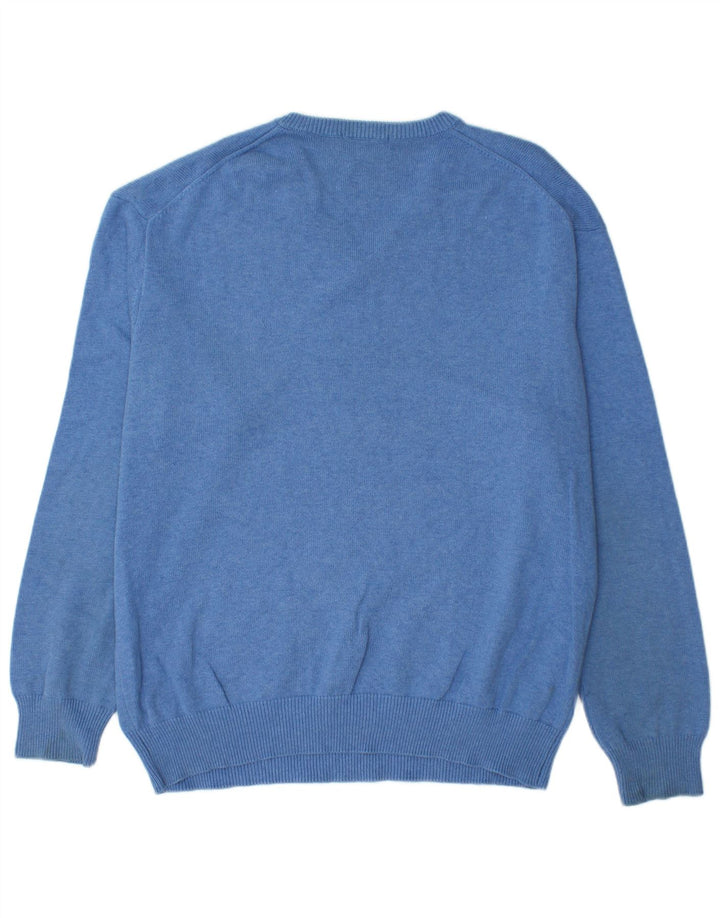 GANT Herren-Pullover mit V-Ausschnitt, XL, blaue Baumwolle
