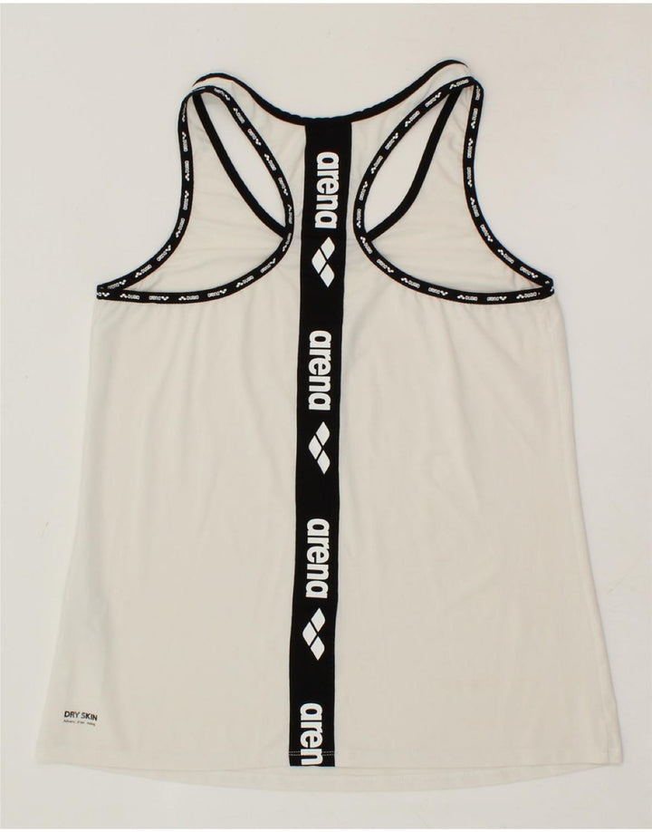 ARENA Womens Graphic Vest Top UK 10 Small White Polyester Vintage Arena and Second-Hand Arena from Messina Hembry 
