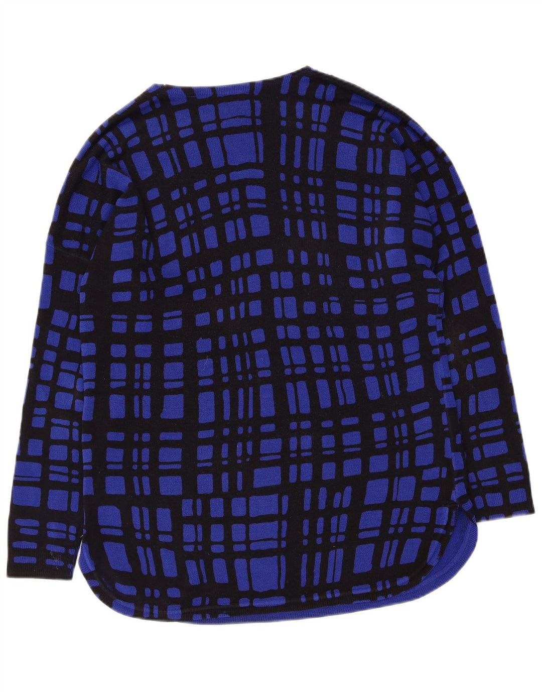MARKS & SPENCER Damen-Pullover mit U-Boot-Ausschnitt, UK 12, mittelblau kariert