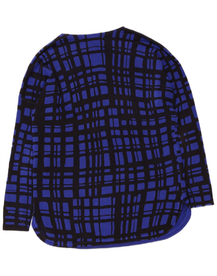MARKS & SPENCER Damen-Pullover mit U-Boot-Ausschnitt, UK 12, mittelblau kariert