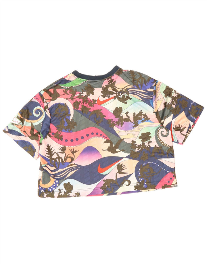 NIKE Damen Crop Graphic T-Shirt Top UK 6 XS Mehrfarbig geblümt