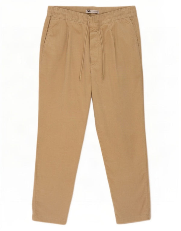 Zara Herren Tapered Cordhose XL W34 L28 Beige
