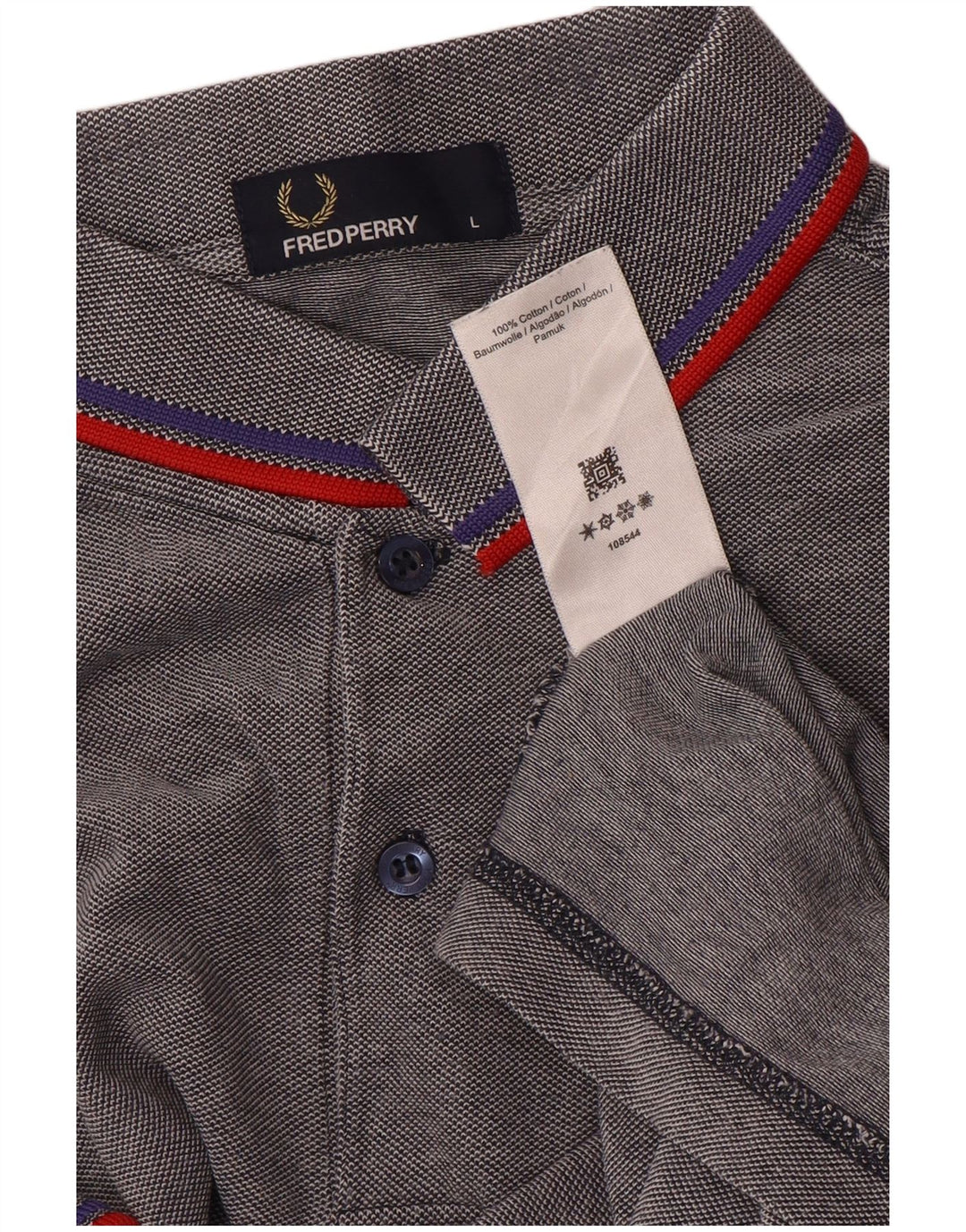 Fred Perry Herren-Poloshirt, große grau gestreifte Baumwolle
