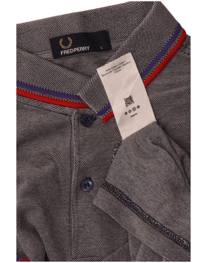 Fred Perry Herren-Poloshirt, große grau gestreifte Baumwolle
