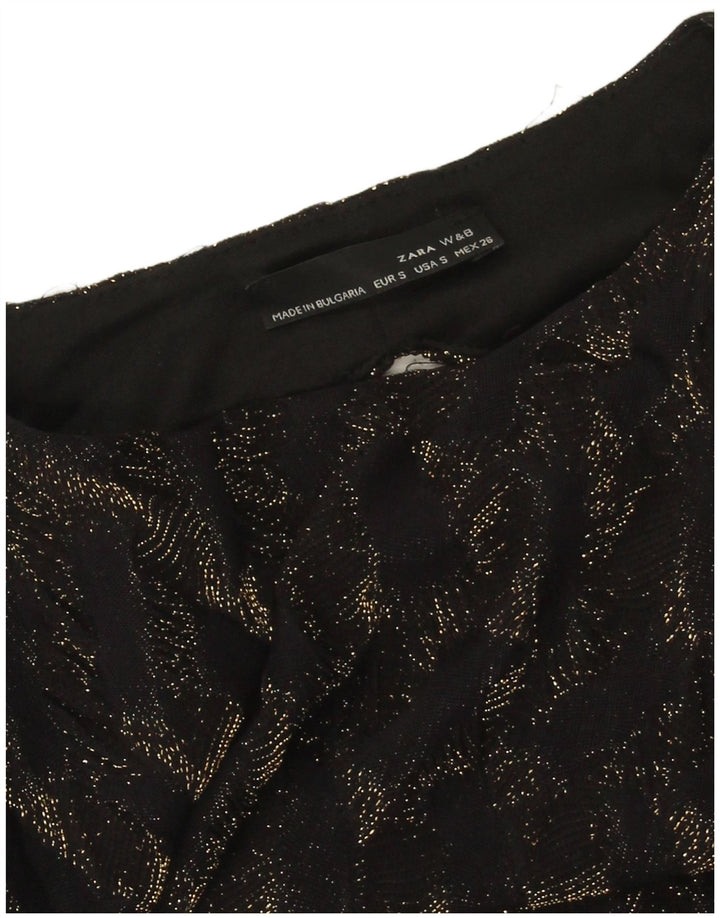 Zara Damen Langarm-Etuikleid, Größe S, Schwarz, geflecktes Polyester