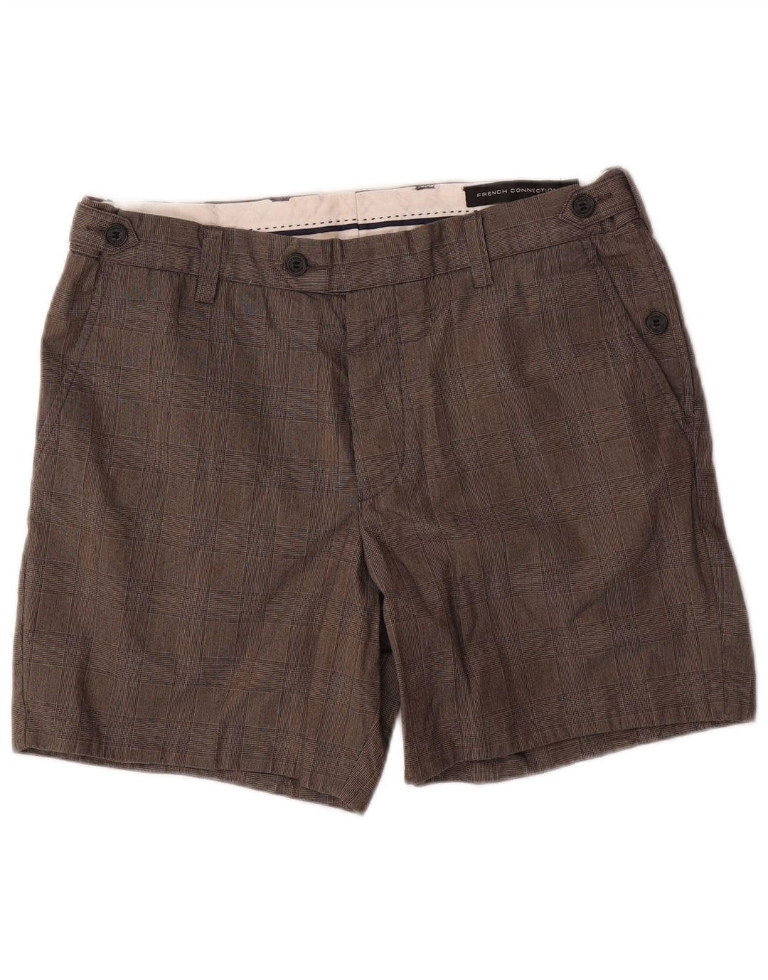 French Connection Herren-Chinoshorts, W34, groß, grau kariert, Baumwolle