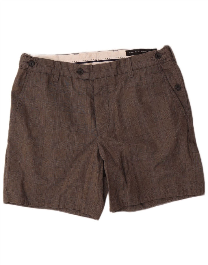 French Connection Herren-Chinoshorts, W34, groß, grau kariert, Baumwolle
