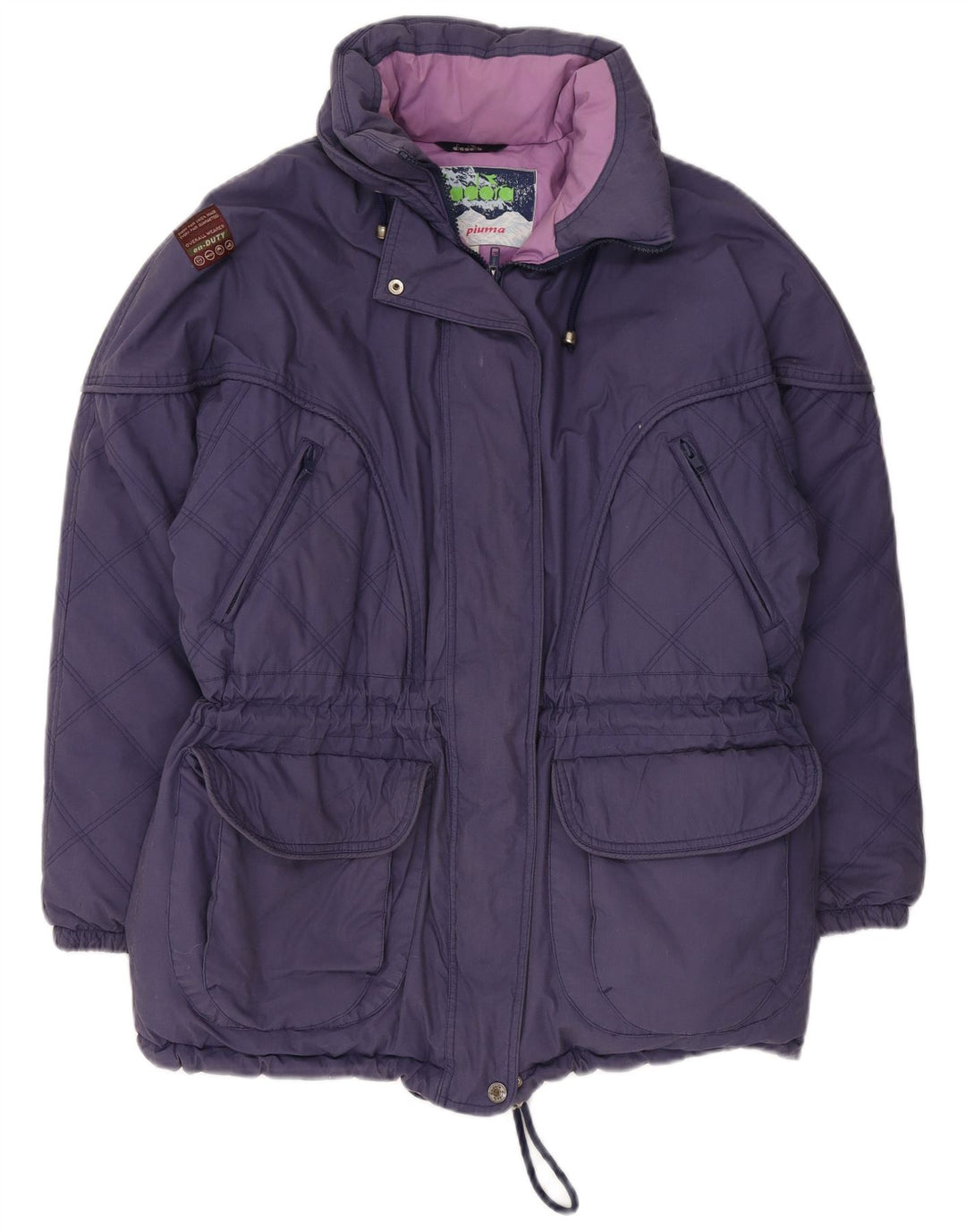 DIADORA Damen Übergroße wattierte Jacke UK 10 Small Marineblau Polyester