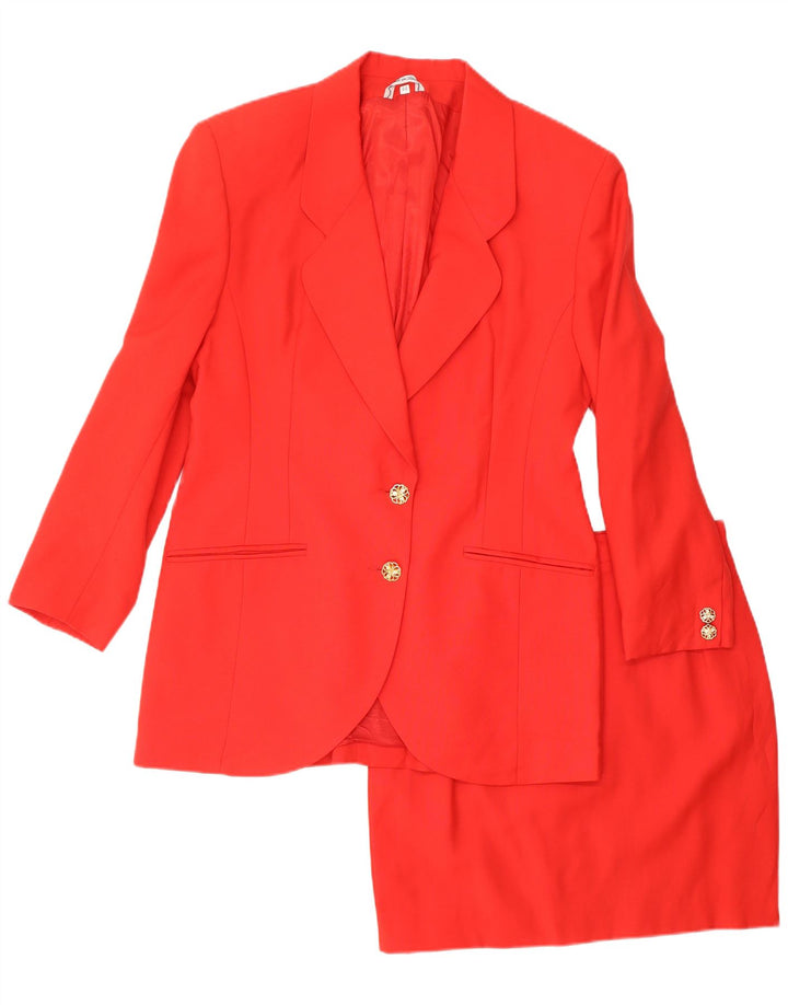 VINTAGE Damen 2-teiliges Rockset mit 2 Knöpfen IT 44 Medium W26 Rote Wolle