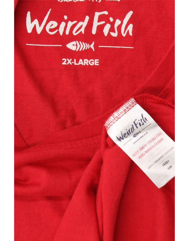 WEIRD FISH Herren-T-Shirt mit Grafik, 2XL, rote Baumwolle