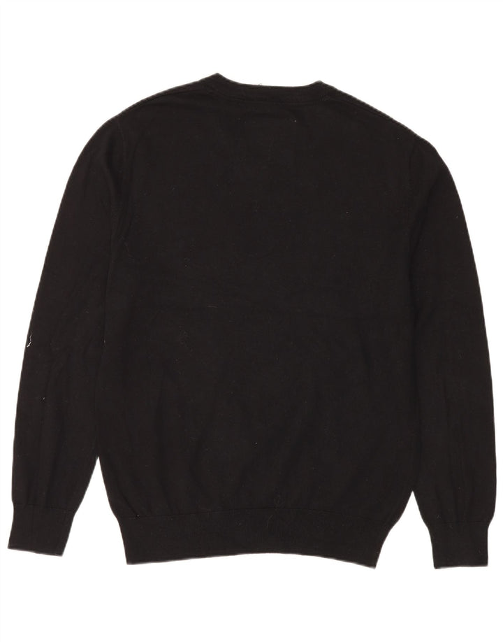Jack Wills Herren-Pullover mit V-Ausschnitt, groß, aus schwarzer Baumwolle