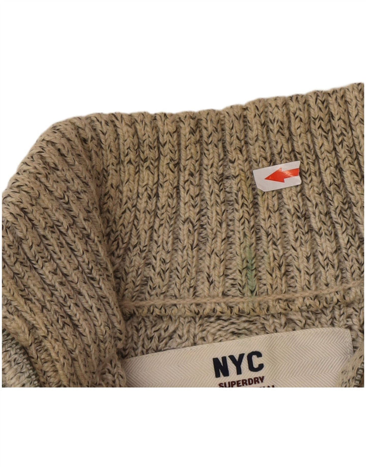 Superdry Herren-Pullover mit Reißverschluss am Hals, Mittelgrau geflecktes Acryl