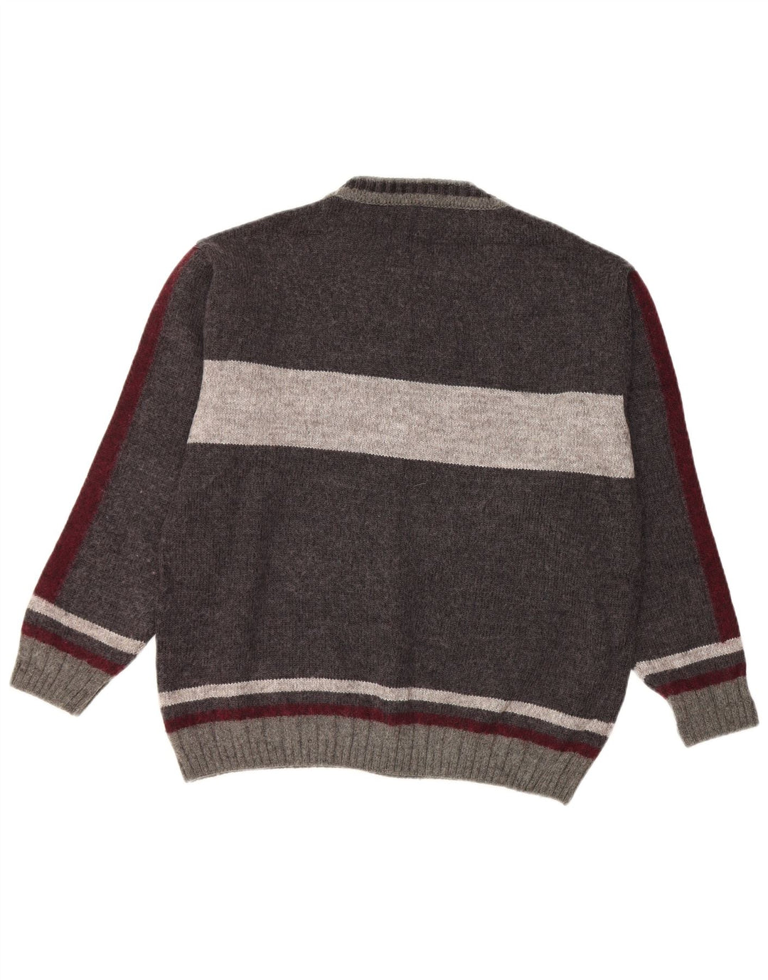 COMMANDER Herren-Pullover mit Rundhalsausschnitt, IT 52, große graue Colourblock-Wolle