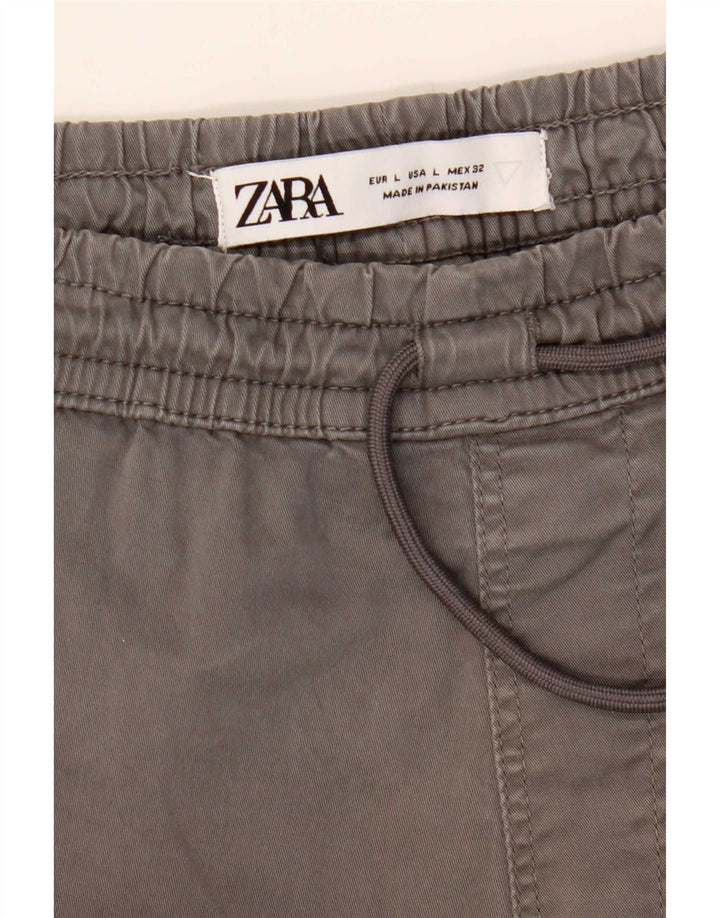 Zara Damen Jogger-Chinohose, Größe L, W32, L27, Grau