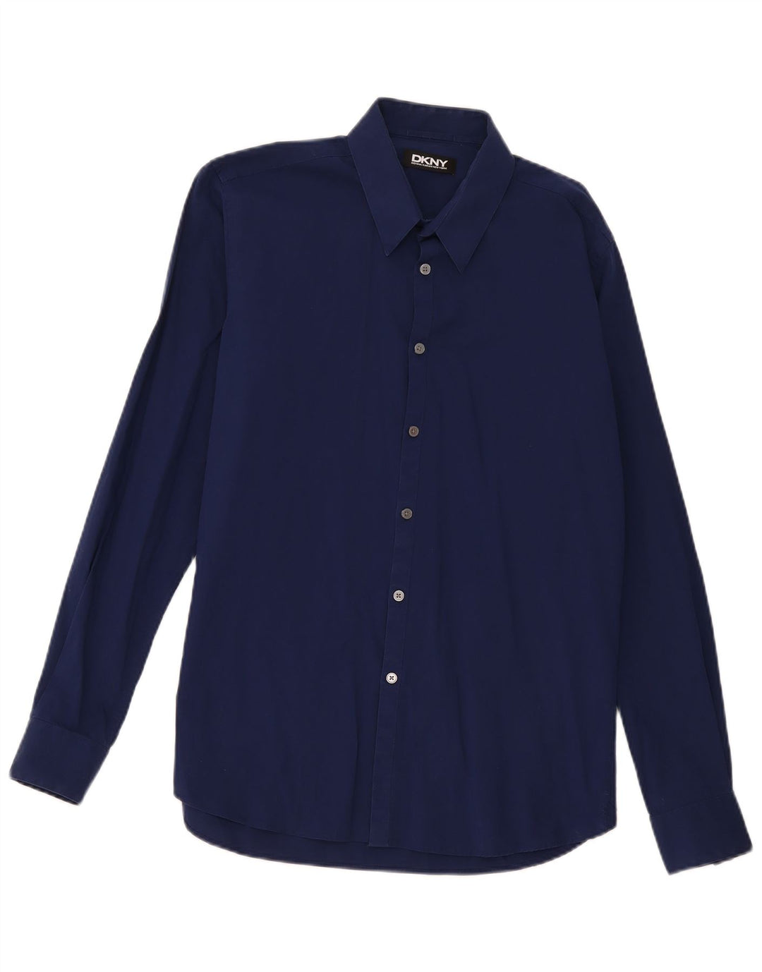 Dkny Herrenhemd, Größe 16, groß, marineblaue Baumwolle