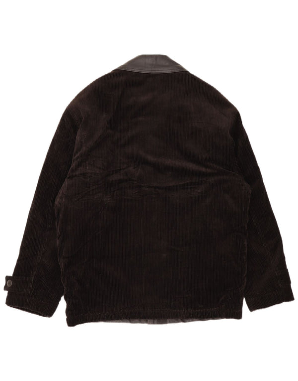 Vintage Herren Leder-Cordjacke UK 38 Mittelschwarzes Leder