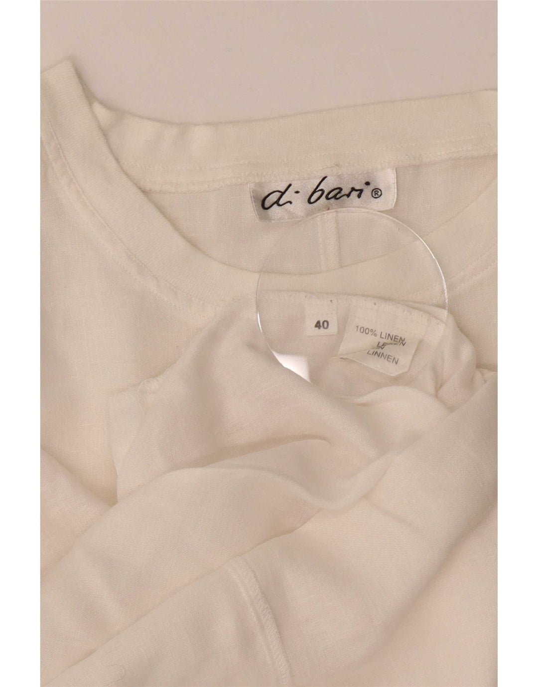 Di Bari Damen Übergroßes grafisches T-Shirt-Oberteil EU 40 Mittelweißes Leinen