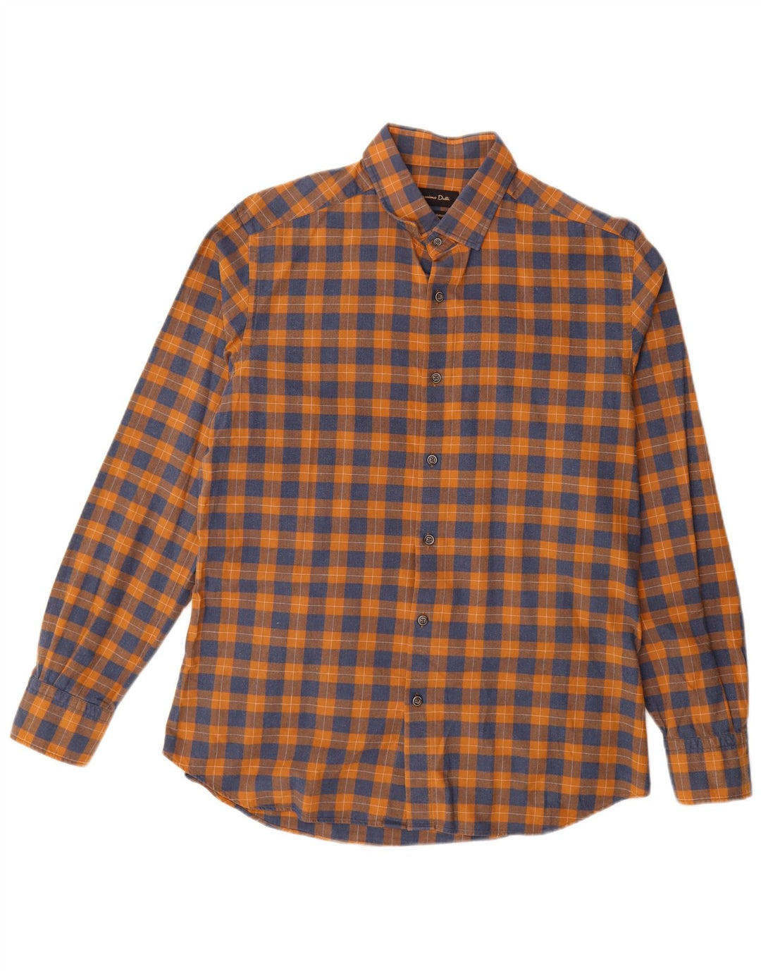 Massimo Dutti Herren-Flanellhemd, groß, orange kariert