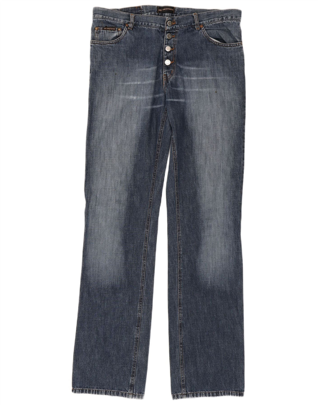 VINTAGE Herren Straight Jeans W33 L37 Blaue Baumwolle