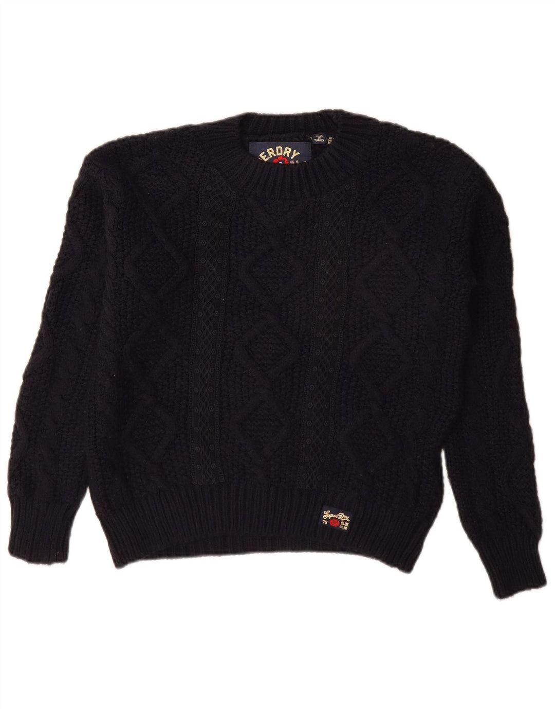 SUPERDRY Übergroßer Damen-Pullover mit U-Boot-Ausschnitt, Gr. 8, Marineblau