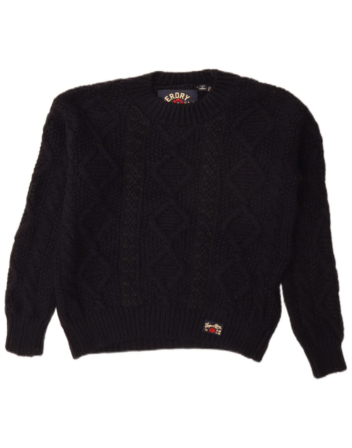 SUPERDRY Übergroßer Damen-Pullover mit U-Boot-Ausschnitt, Gr. 8, Marineblau