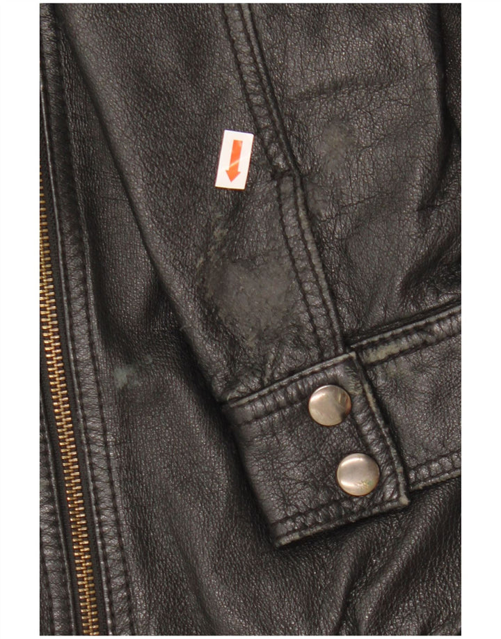 H&M Damen Crop Lederjacke EU 38 Mittelschwarzes Leder