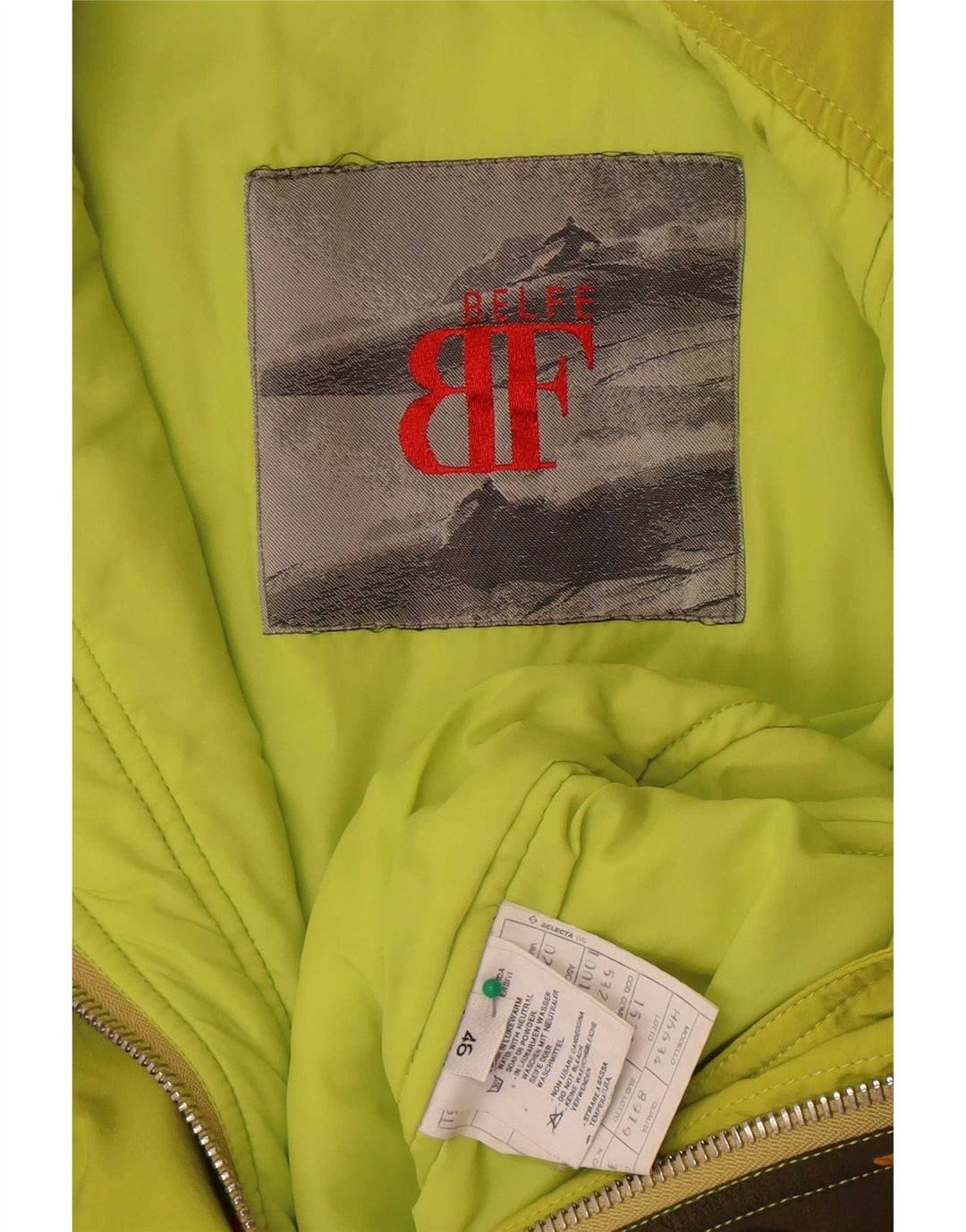 Übergroße Damen-Skijacke von Belfe, IT 46, groß, grünes Blumenmuster, Polyester