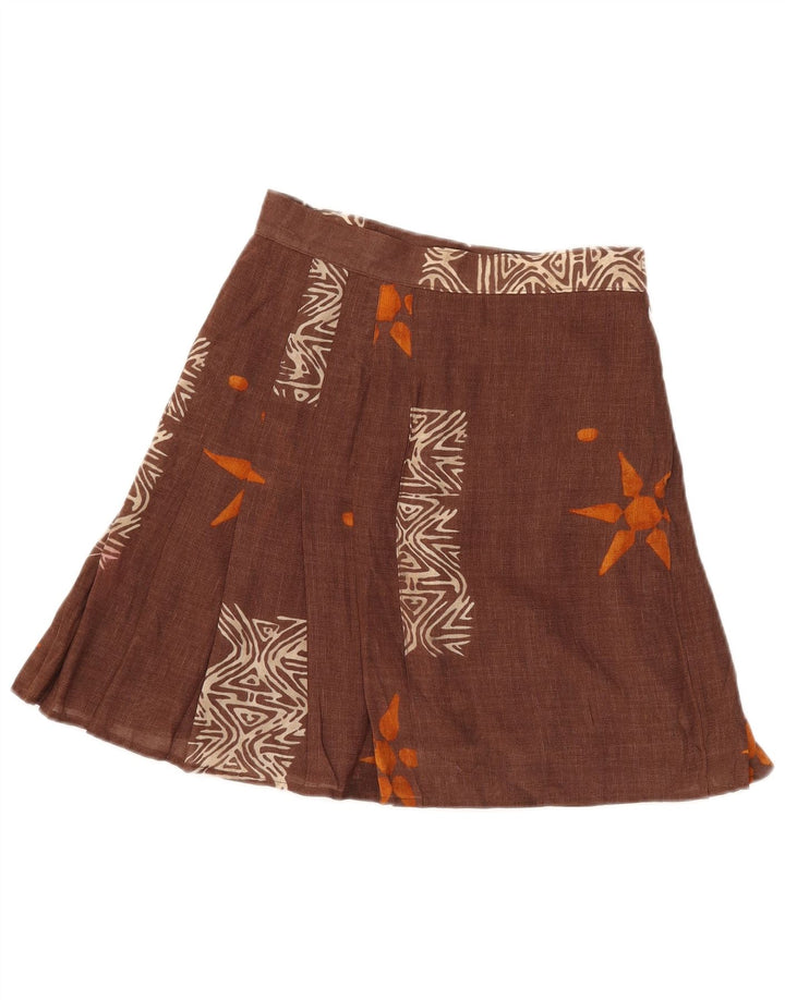 Vintage Damen Plissee Minirock W26 Kleines braunes Blumenmuster