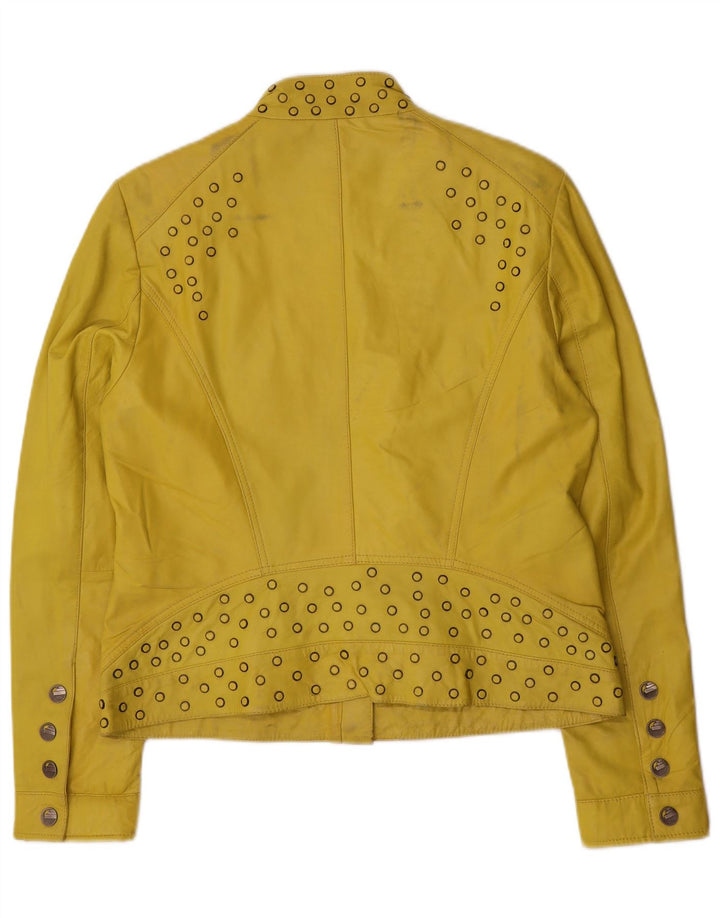 Biba Damen Lederjacke UK 14 Mittelgelb geflecktes Leder