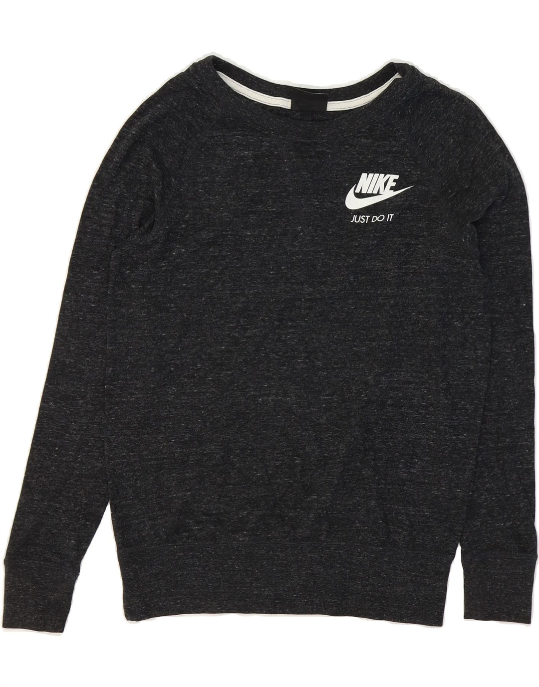 NIKE Womens Sweatshirt Jumper UK 10 Small Grey Flecked Polyester Vintage Nike and Second-Hand Nike from Messina Hembry 