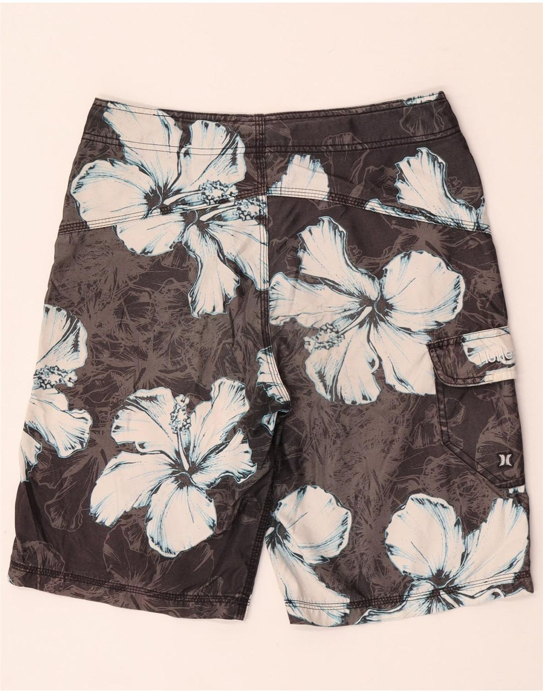 Hurley Herren-Badeshorts mit Grafik, mittelgraues, florales Polyester