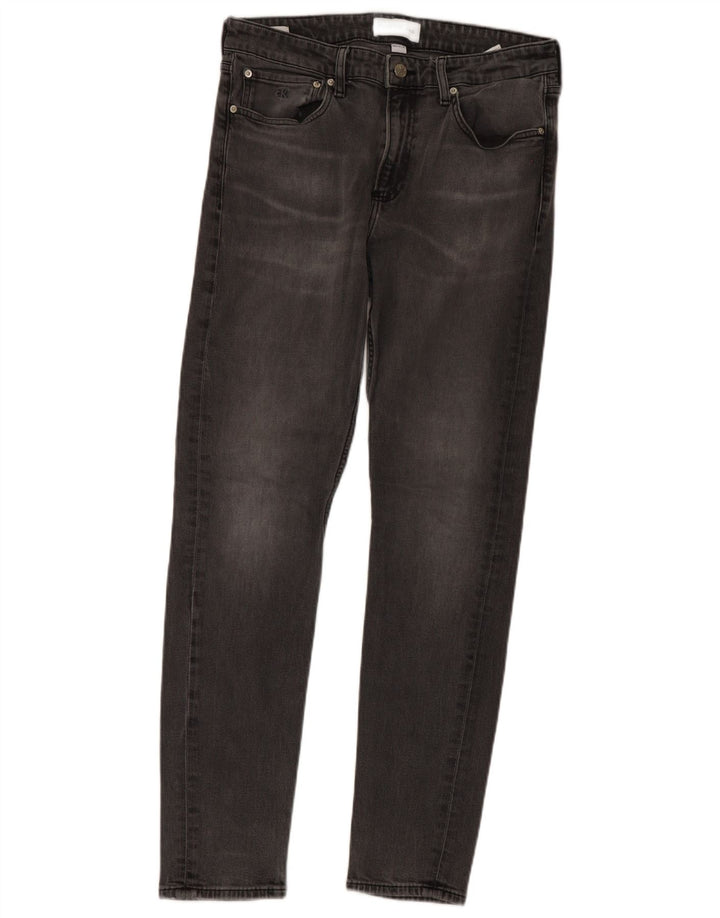 Calvin Klein Herren Slim Jeans W33 L32 Graue Baumwolle