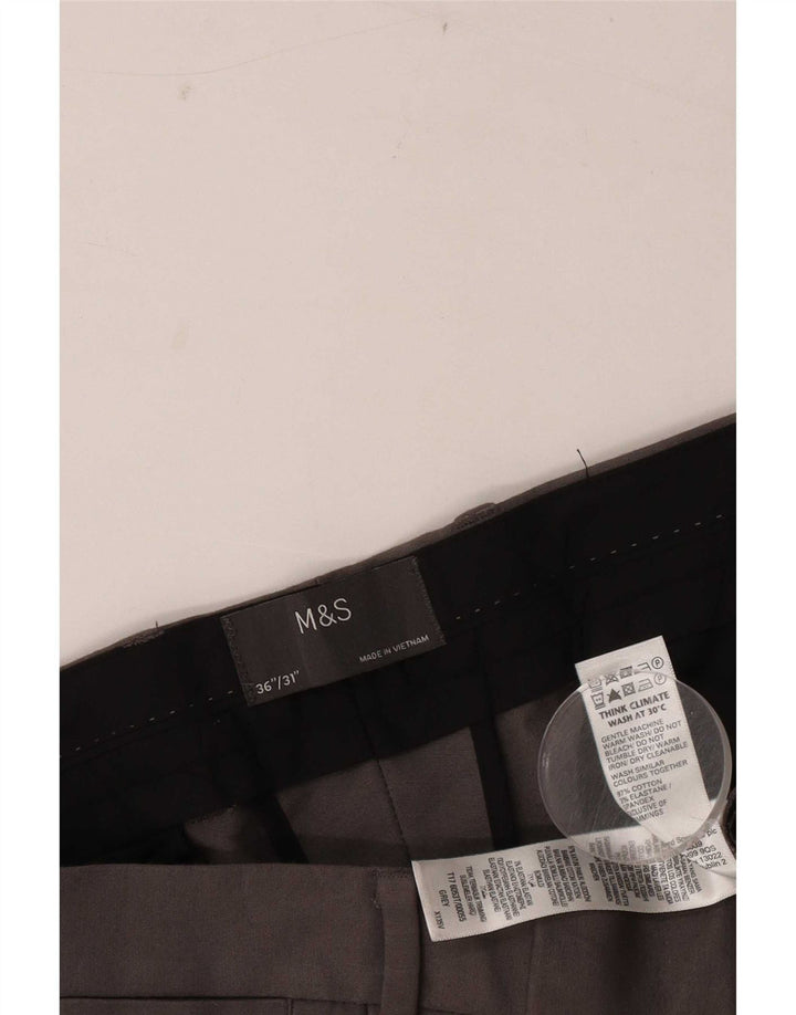 Marks & Spencer Slim-Anzughose für Herren, W36, L31, graue Baumwolle