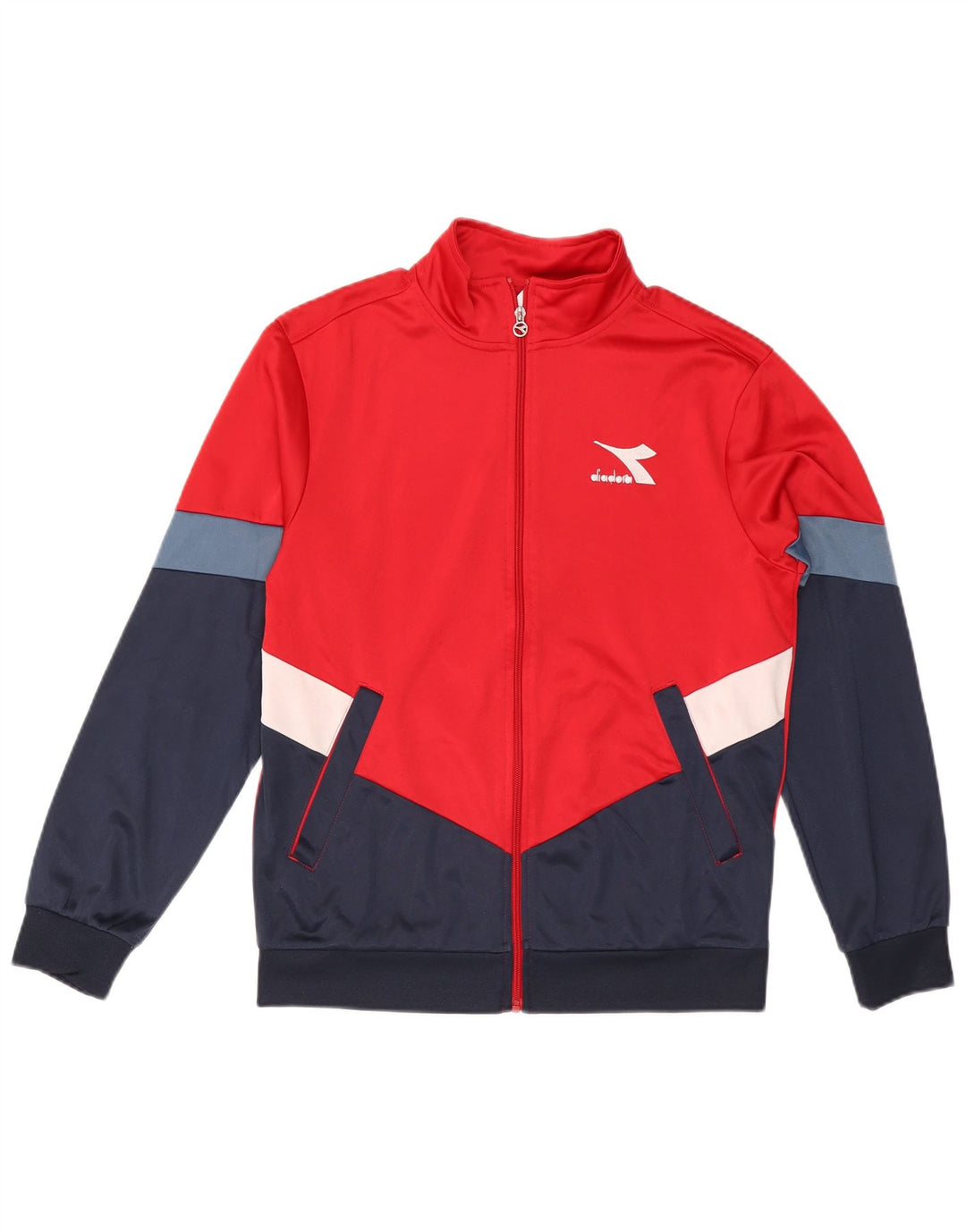 DIADORA Herren-Trainingsanzug-Oberteil, Mittelrotes Farbblock-Polyester