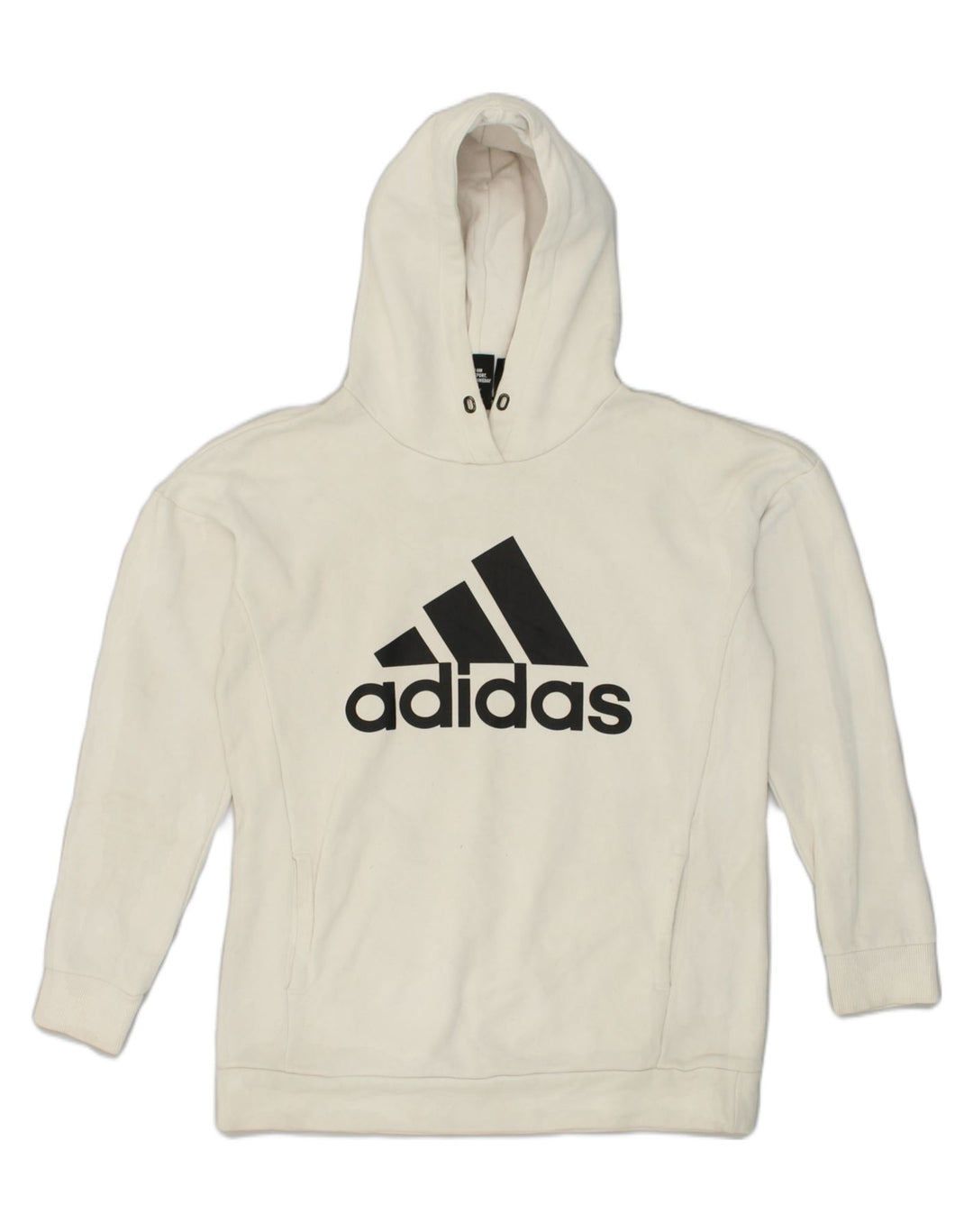 ADIDAS Womens Graphic Hoodie Jumper UK 6 XS White Cotton | Vintage Adidas | Thrift | Second-Hand Adidas | Used Clothing | Messina Hembry 