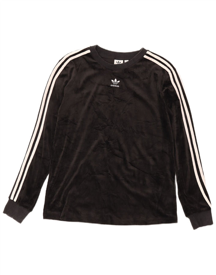 Adidas Damen Top Langarm UK 12 Medium Schwarz Polyester