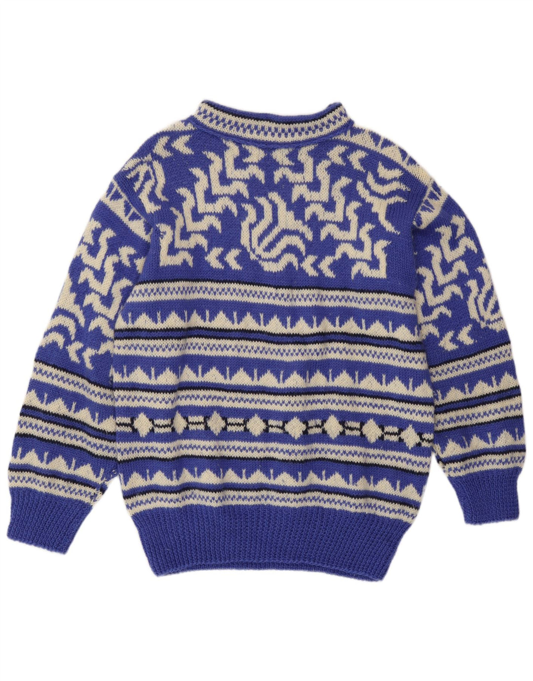 Vintage Herren Rollkragenpullover Pullover mittelblau geometrisch